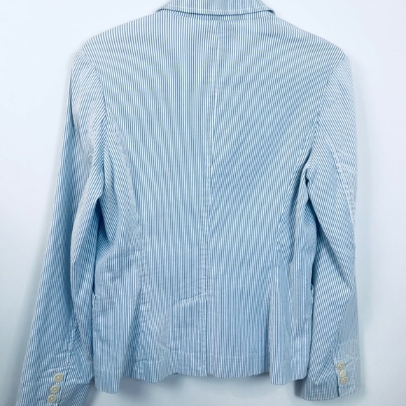 Eddie Bauer 6 Blue White Pinstriped Stretch Jacket - Picture 4 of 4
